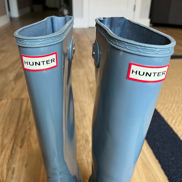 Hunter Original Back Adjustable Tall Gloss Boot Women's Size 8 Blue - Picture 4 of 14